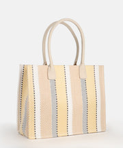 Fair produzierter Shopper Seidenfelt Hulu Beige gestreift