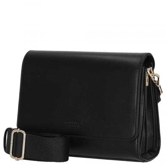 1031 - 588 - 01gFair produzierte mittelgroße Tasche mit Umhängeriemen Tolita Midi Crossbag von Seidenfelt schwarz - WildflowersSchwarz