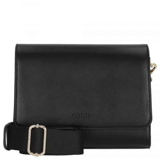1031 - 588 - 01gFair produzierte mittelgroße Tasche mit Umhängeriemen Tolita Midi Crossbag von Seidenfelt schwarz - WildflowersSchwarz
