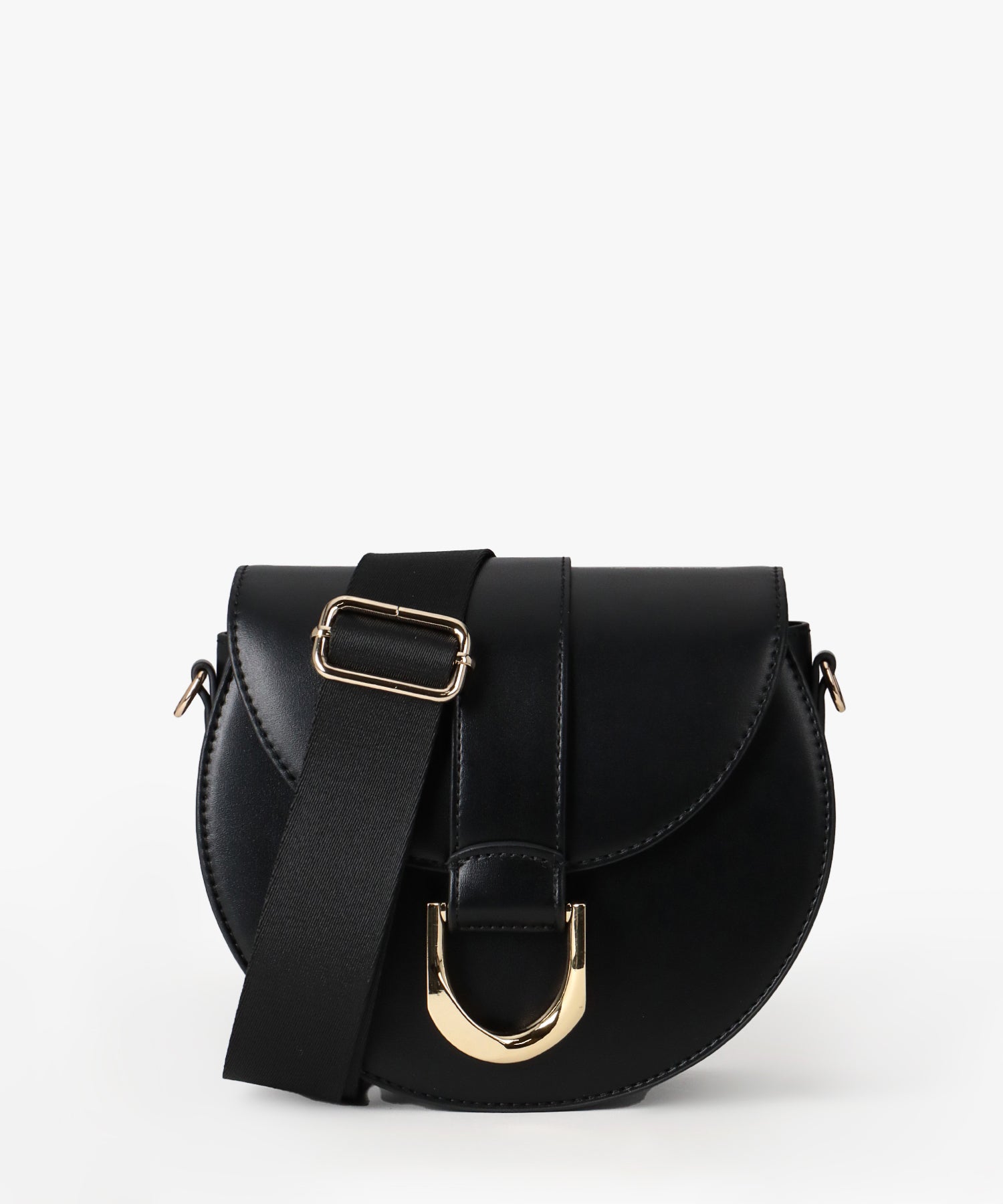 1031 - 589 - 01gFair produzierte schwarze Umhängetasche mit goldener Schnalle Tolita Bucket Bag von Seidenfelt - WildflowersSchwarz