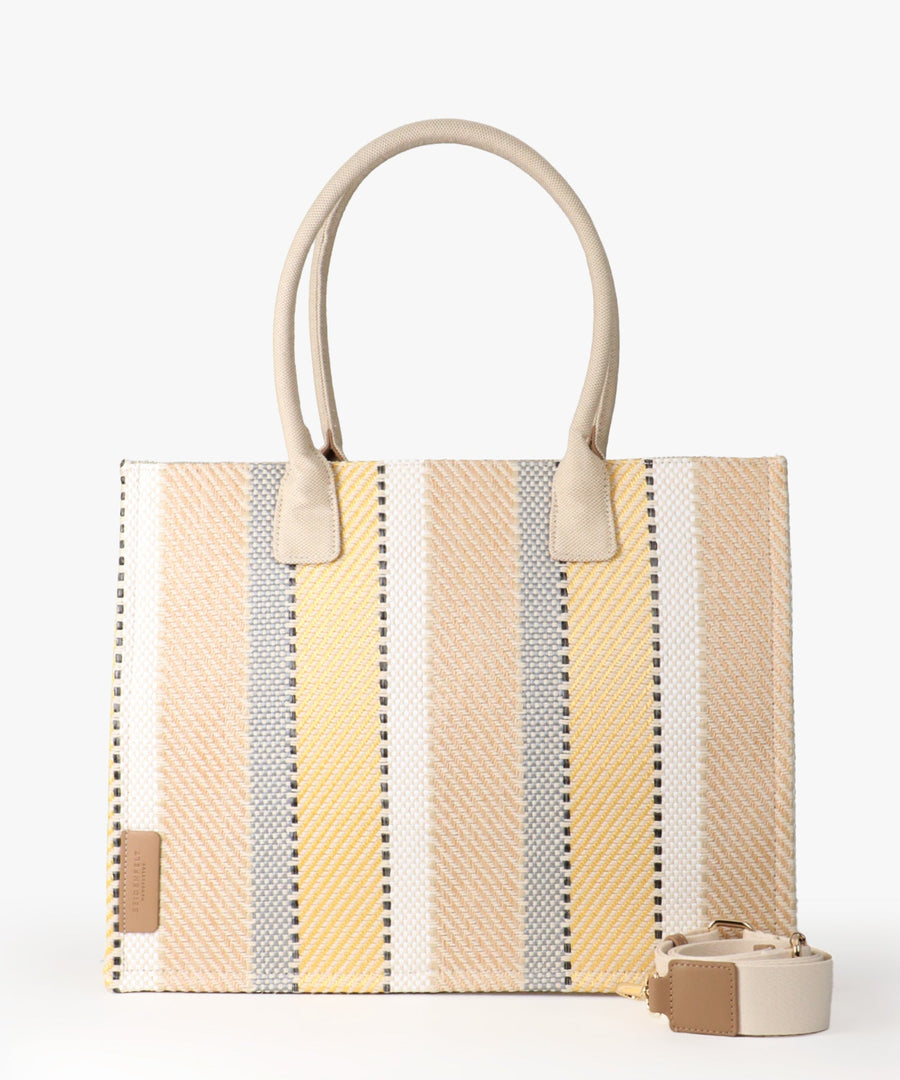 1054 - 595Fair produzierter Shopper Seidenfelt Hulu Beige gestreift - Wildflowersbeige