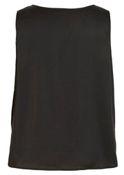 14088703Ärmelloses Satin Top mit Rundhals Ausschnitt Viellette - Wildflowers44Schwarz
