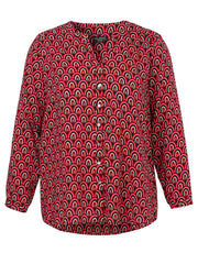 2421940Bluse mit rot-multicolor Muster Via Appia Due - Wildflowers44Rot, Mulitcolor