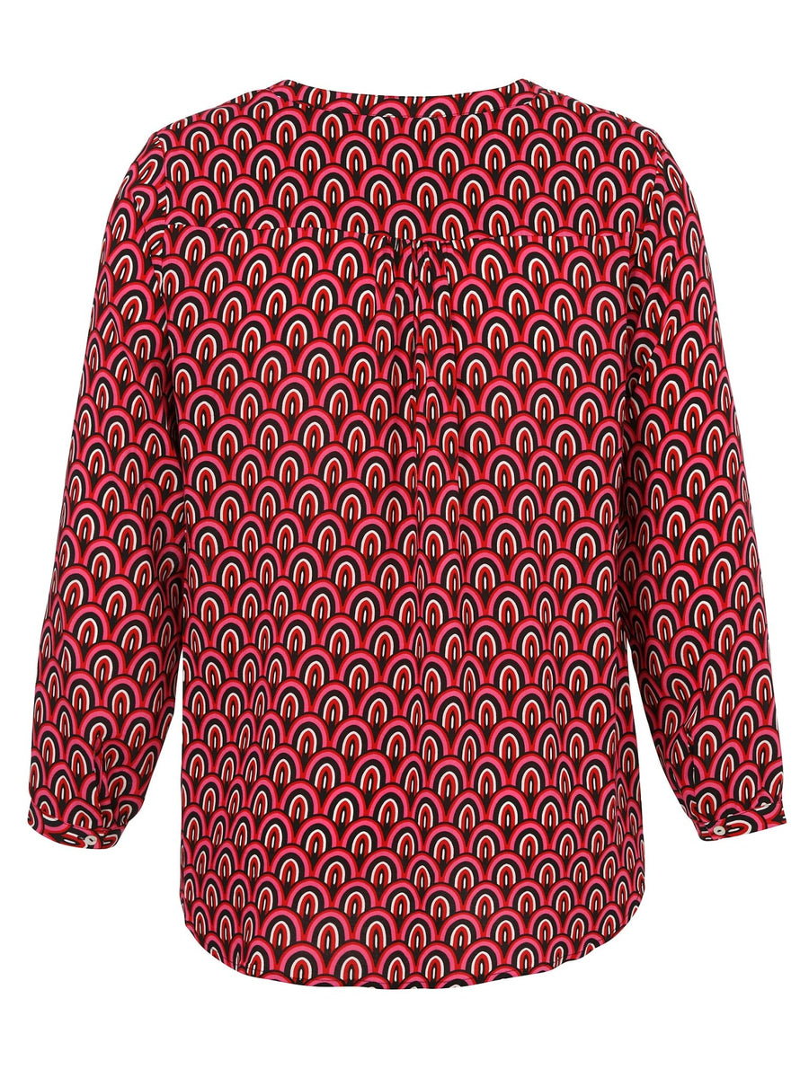 2421940Bluse mit rot-multicolor Muster Via Appia Due - Wildflowers44Rot, Mulitcolor