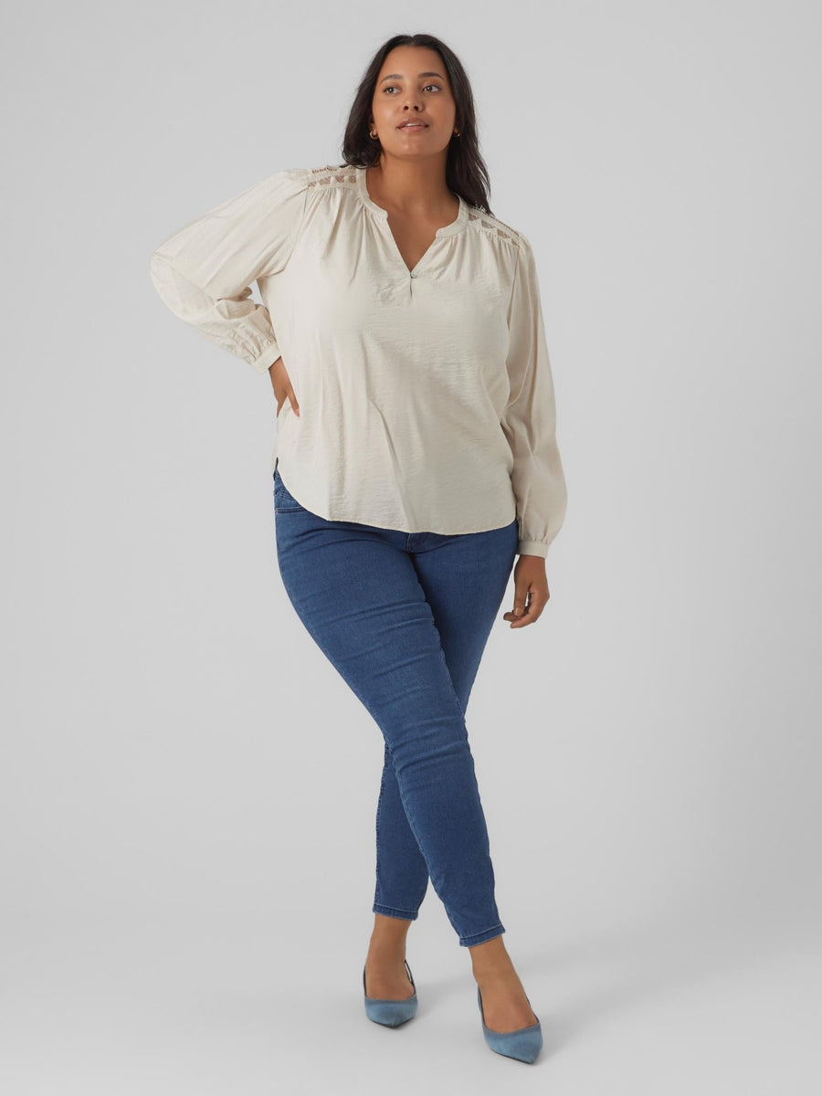 10297222Bluse mit Spitze Ayoe - Wildflowers42Creme
