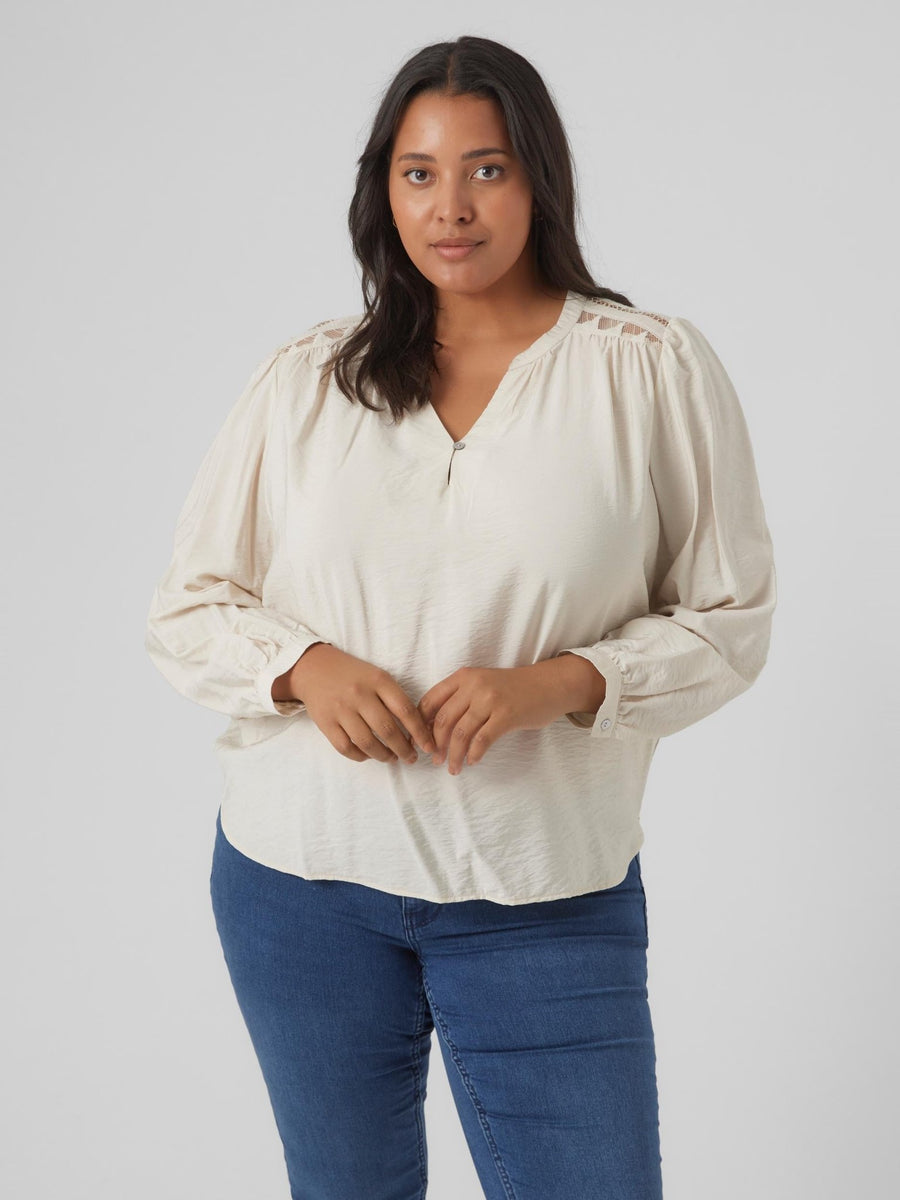 10297222Bluse mit Spitze Ayoe - Wildflowers42Creme