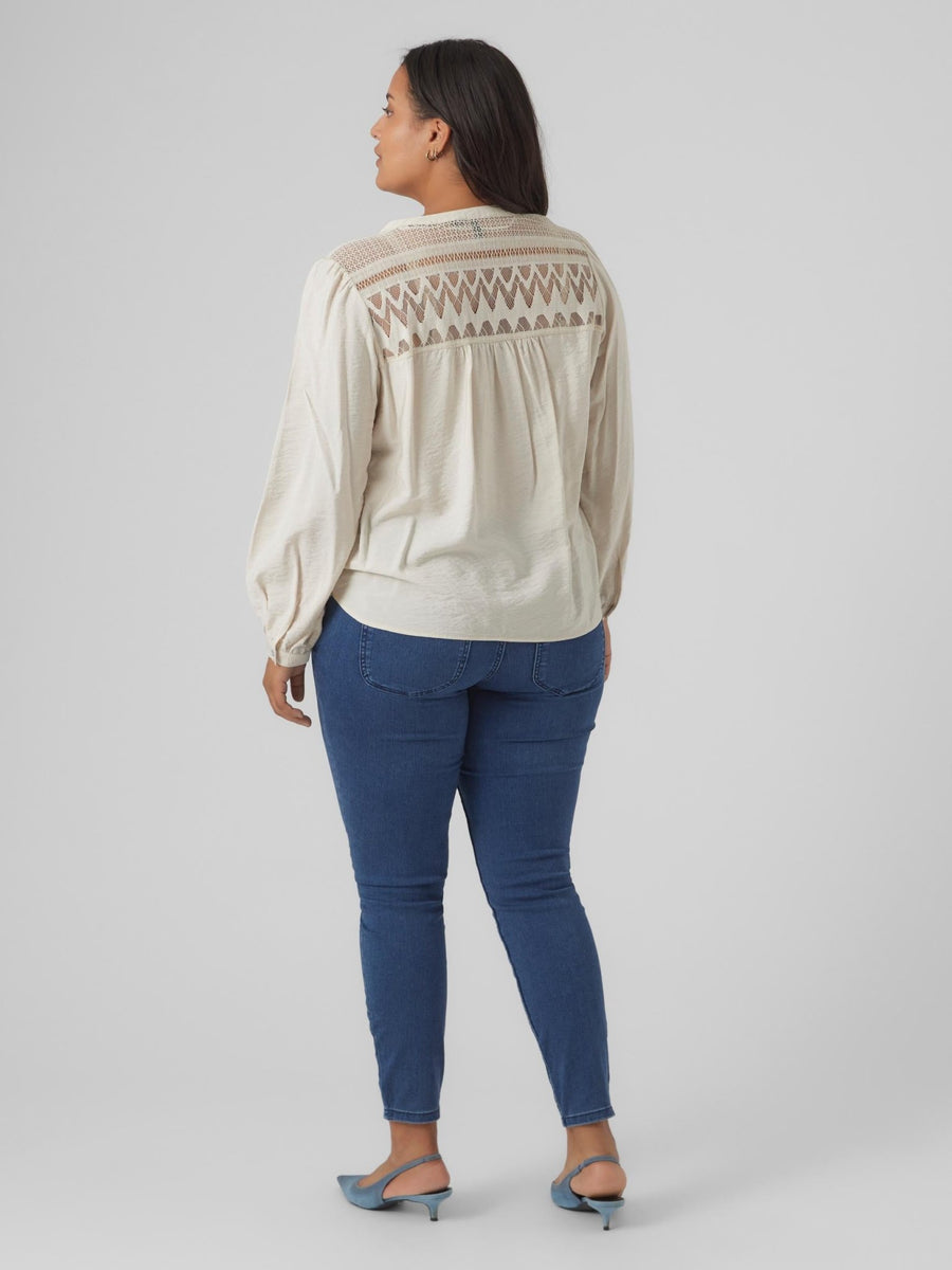 10297222Bluse mit Spitze Ayoe - Wildflowers42Creme