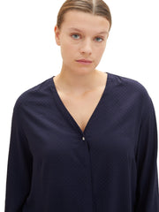 1041156Dunkelblaue Langarm-Bluse mit Stickerei - Wildflowers44Dunkelblau