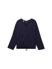 1041156Dunkelblaue Langarm-Bluse mit Stickerei - Wildflowers44Dunkelblau