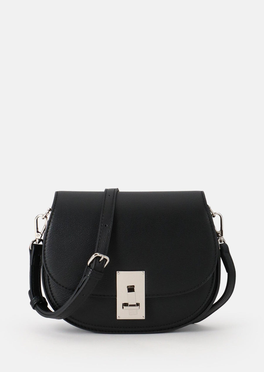 Fair produzierte Handtasche mit Umhängeriemen Linsell Saddle Seidenfelt schwarz - WildflowersSchwarz