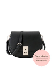 Fair produzierte Handtasche mit Umhängeriemen Linsell Saddle Seidenfelt schwarz - WildflowersSchwarz