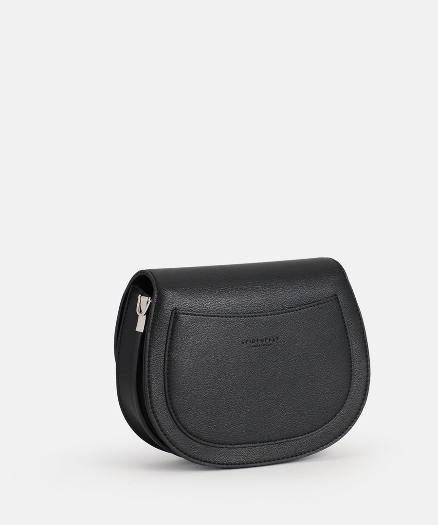 Fair produzierte Handtasche mit Umhängeriemen Linsell Saddle Seidenfelt schwarz - WildflowersSchwarz