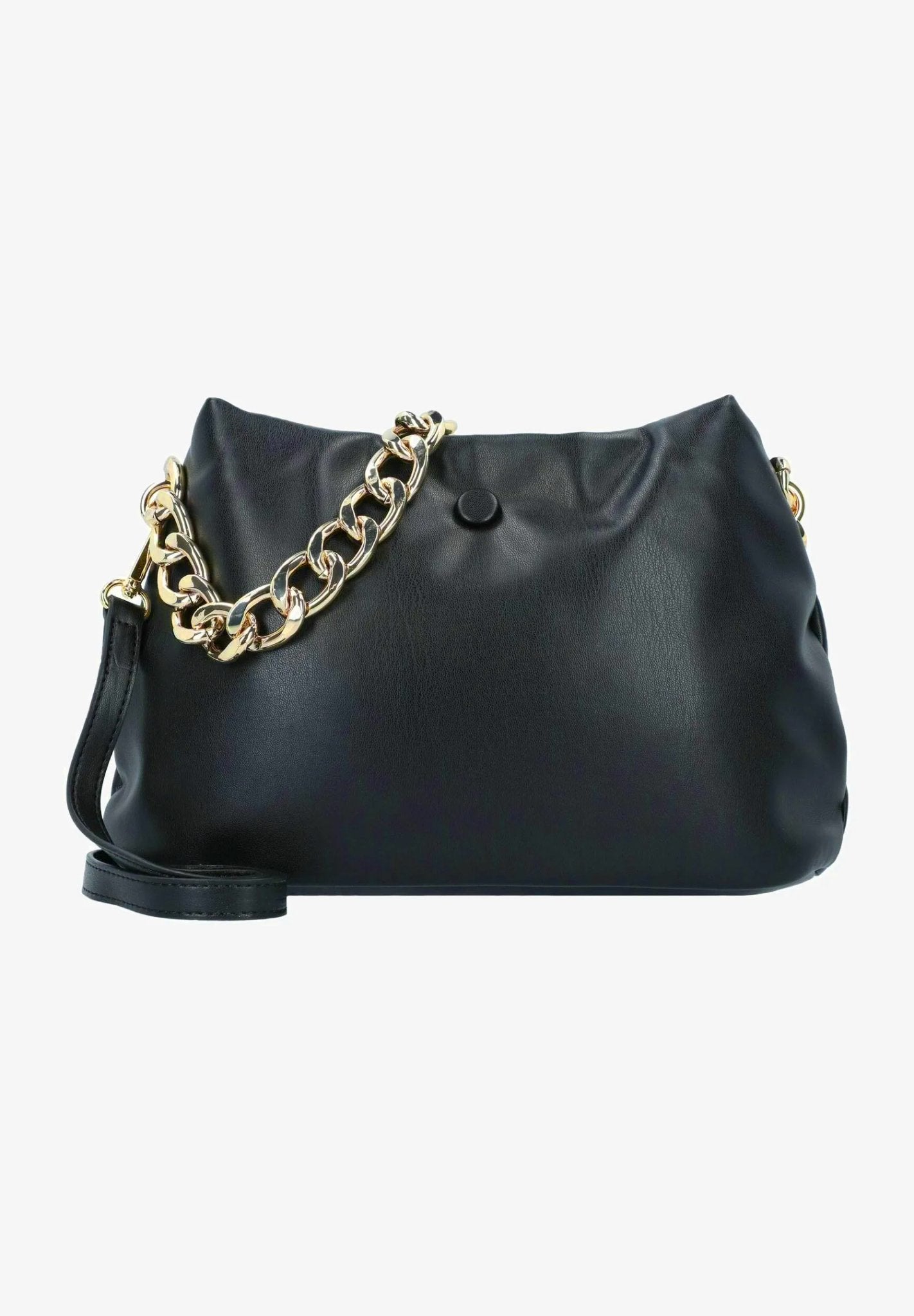 1058-527 01gFair produzierte schwarze Tasche mit Chunky Gold Kette Eke Small Hobo Seidenfelt - WildflowersSchwarz