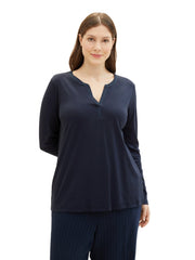 1040056Henley-Shirt aus Lycocell Dunkelblau - Wildflowers44Dunkelblau