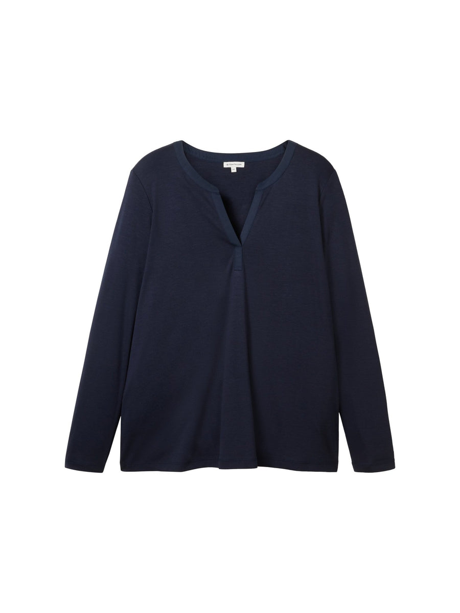 1040056Henley-Shirt aus Lycocell Dunkelblau - Wildflowers44Dunkelblau