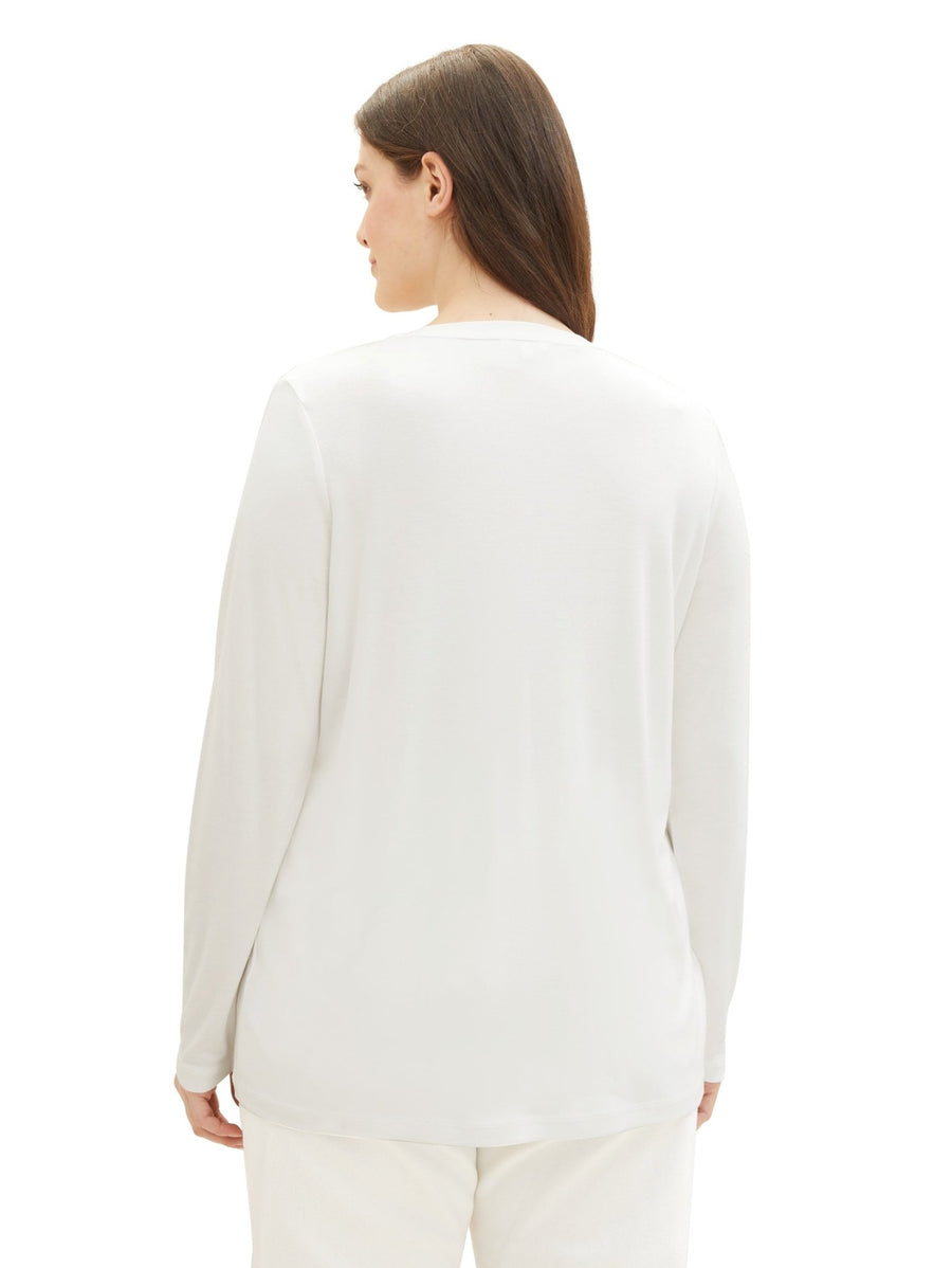 1040056Henley-Shirt aus Lycocell Weiß - Wildflowers44Weiß
