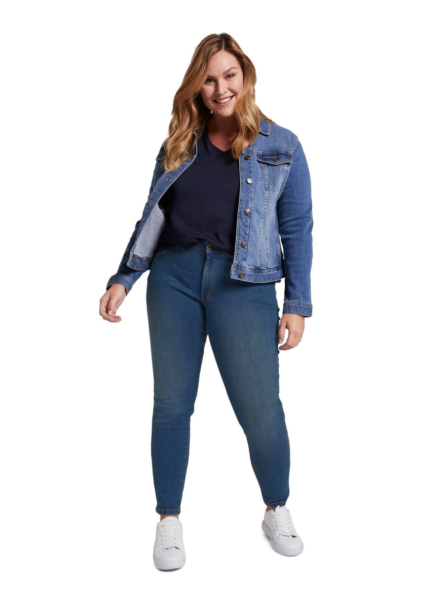 1013516High Waist Skinny Jeans Mittelblau - Wildflowers46Mittelblau