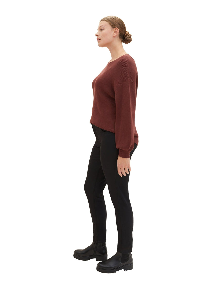 1040106High Waist Skinny Jeans Schwarz beschichtet - Wildflowers46Schwarz