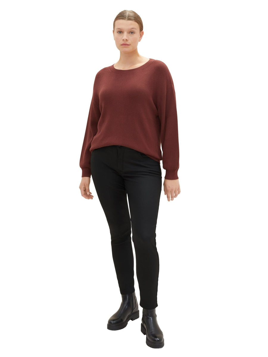 1040106High Waist Skinny Jeans Schwarz beschichtet - Wildflowers46Schwarz