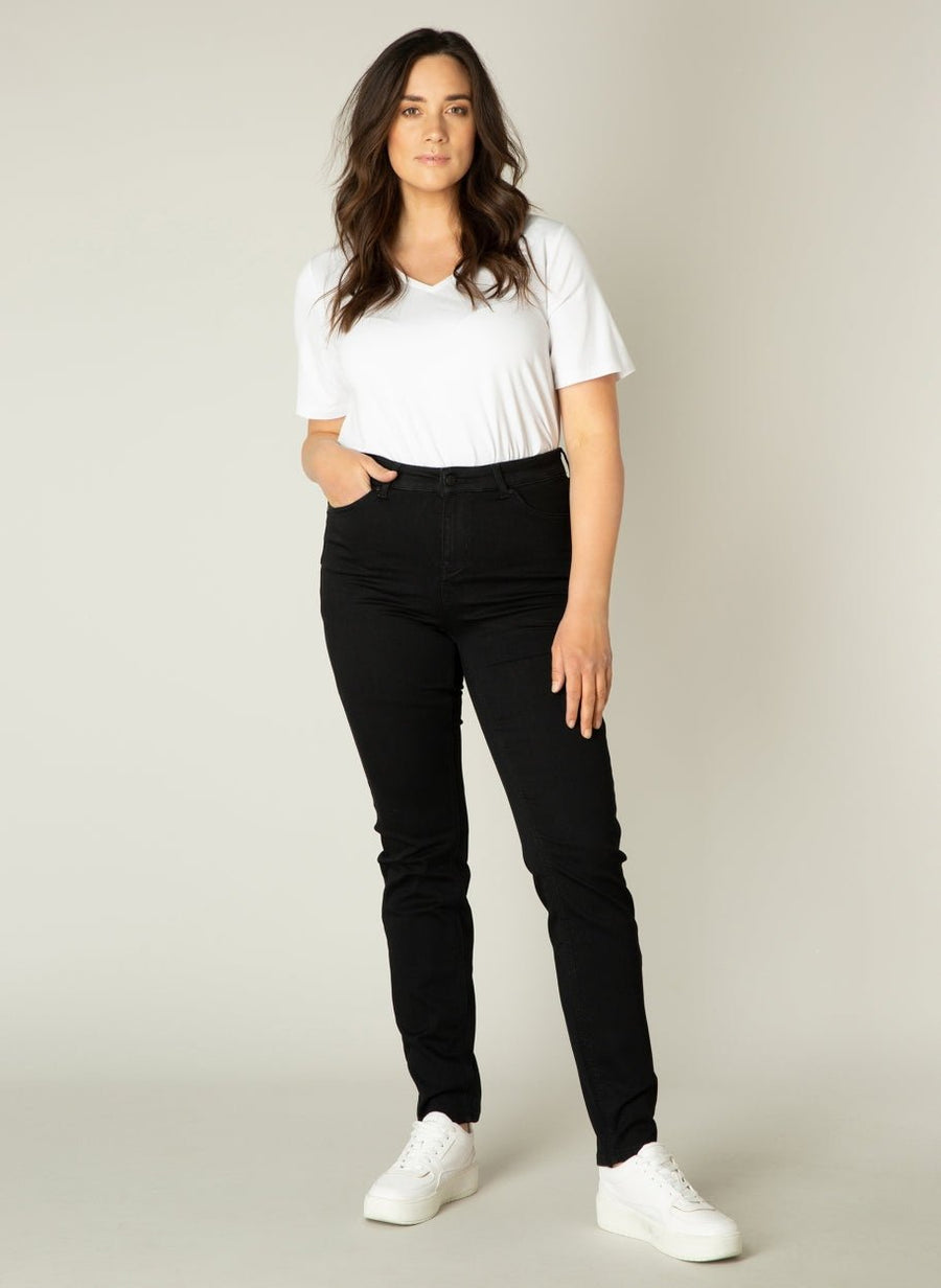 7000007High Waist Skinny Jeans Schwarz - Wildflowers44Schwarz