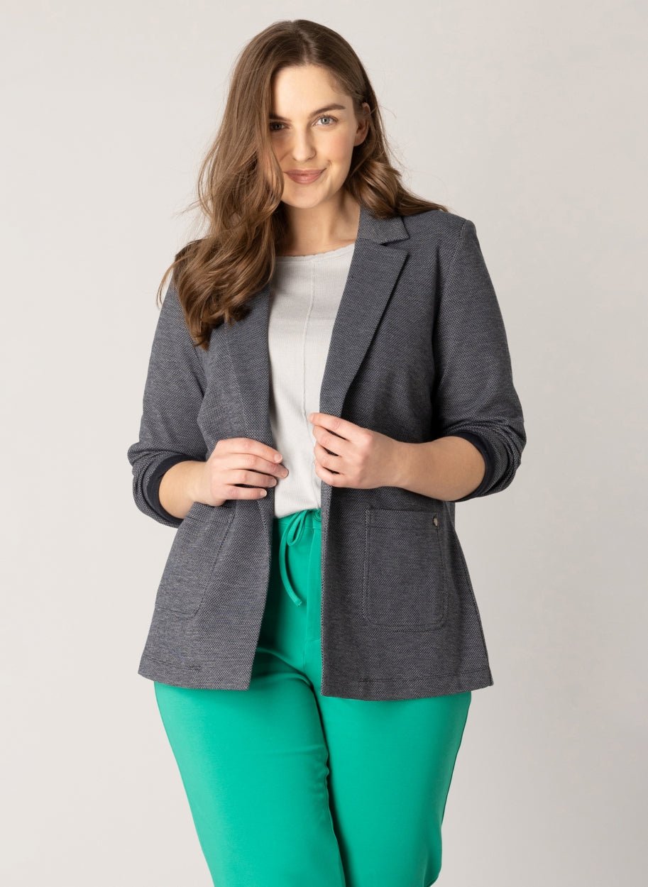 Jacquard Blazer dunkelblau Nadieh - Wildflowers44Dunkelblau Weiß