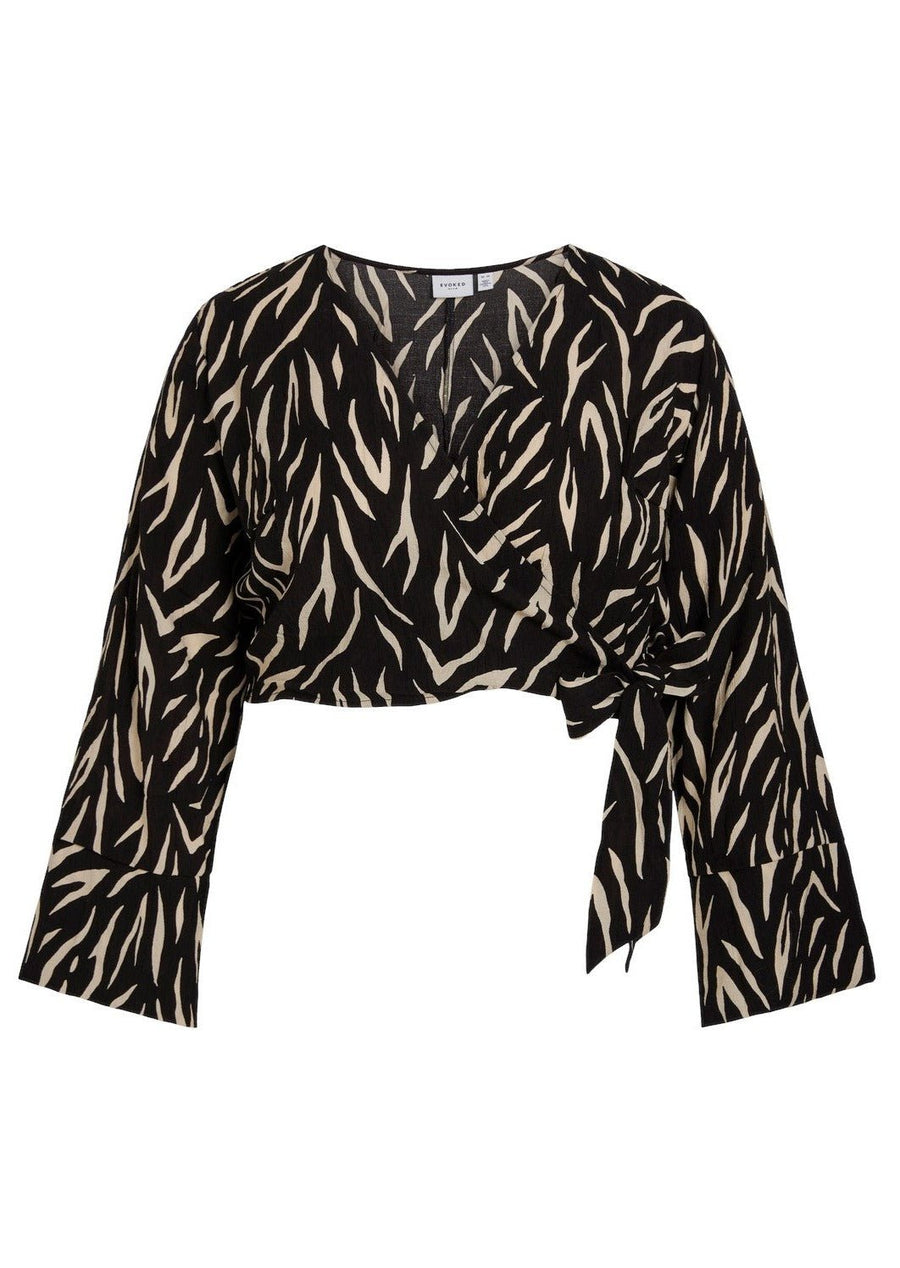 14092952Kurze Bluse mit langen Ärmeln/ Bolero mit Zebramuster Vielena - Wildflowers44