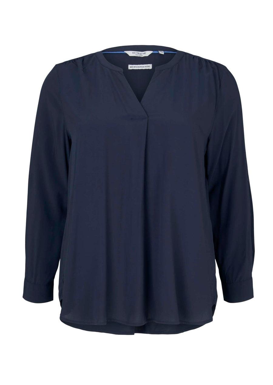 1024916Langarm Bluse Dunkelblau Tom Tailor - Wildflowers46Dunkelblau