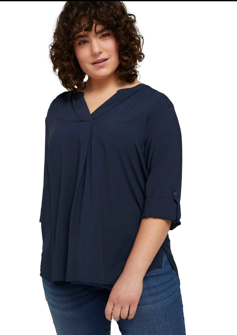 1024916Langarm Bluse Dunkelblau Tom Tailor - Wildflowers46Dunkelblau