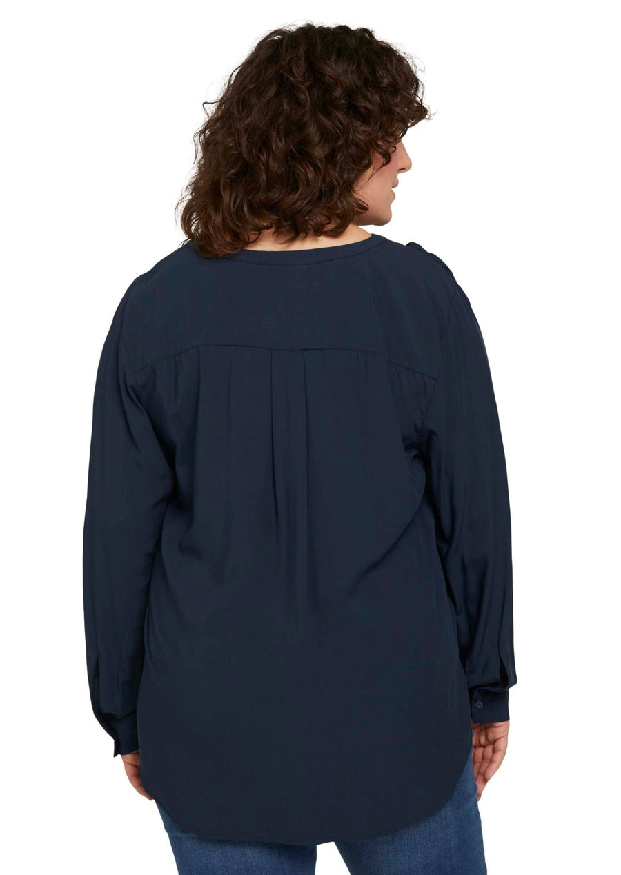 1024916Langarm Bluse Dunkelblau Tom Tailor - Wildflowers46Dunkelblau