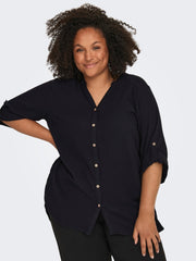 15296126Lange schwarze Hemdbluse Cartheis - Wildflowers42Schwarz