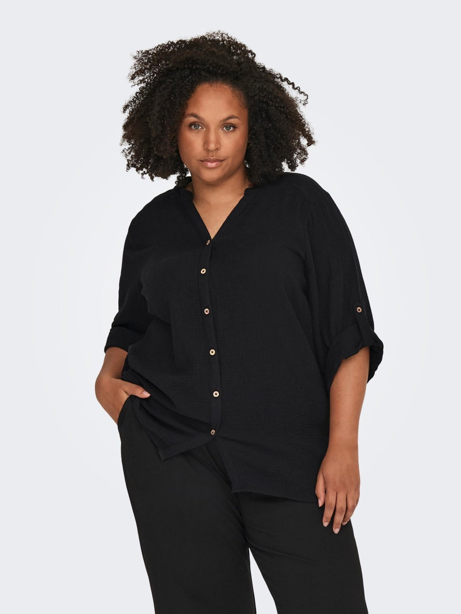 15296126Lange schwarze Hemdbluse Cartheis - Wildflowers42Schwarz