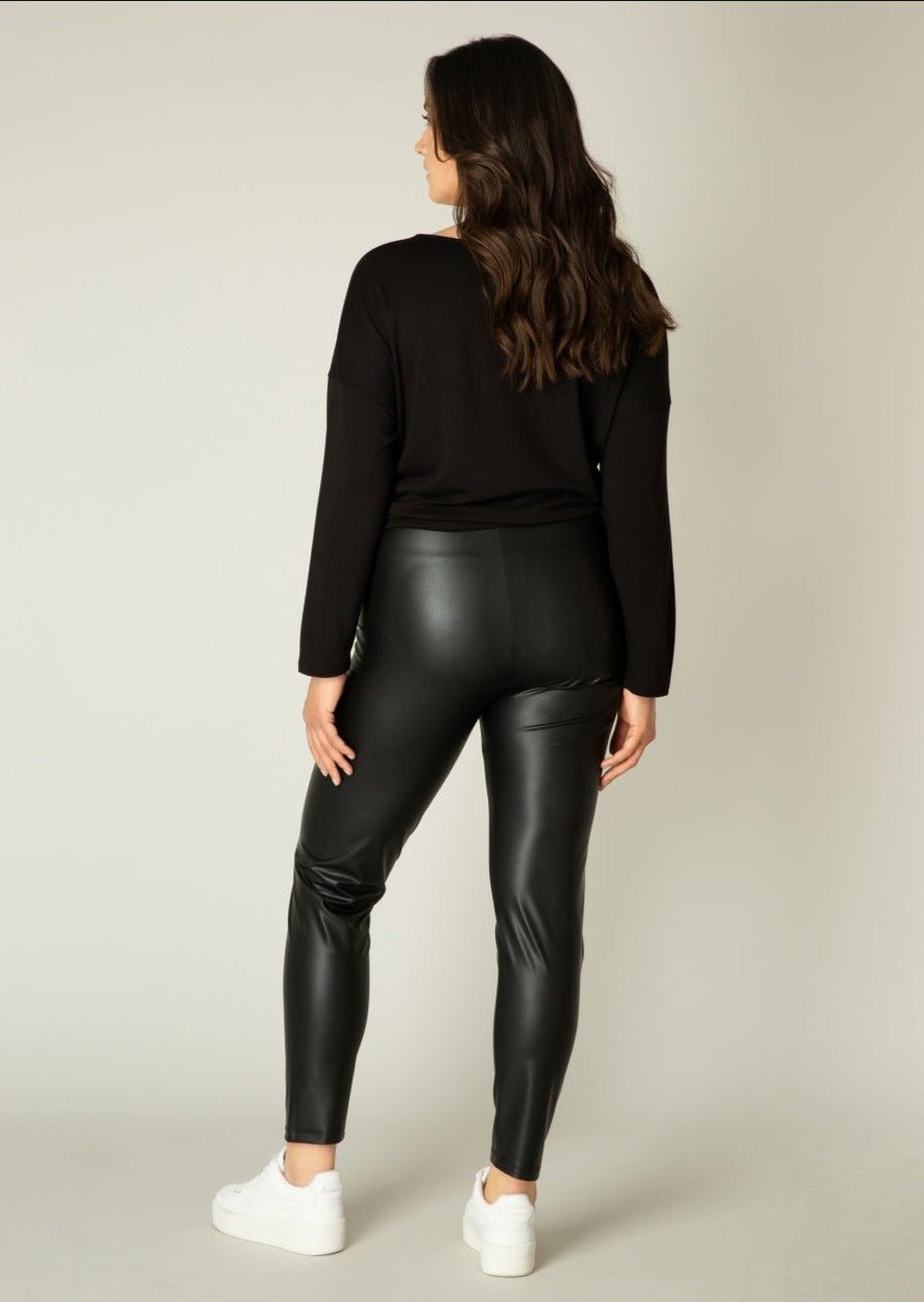 7000021Lederimitat Leggings Alene - Wildflowers44Schwarz