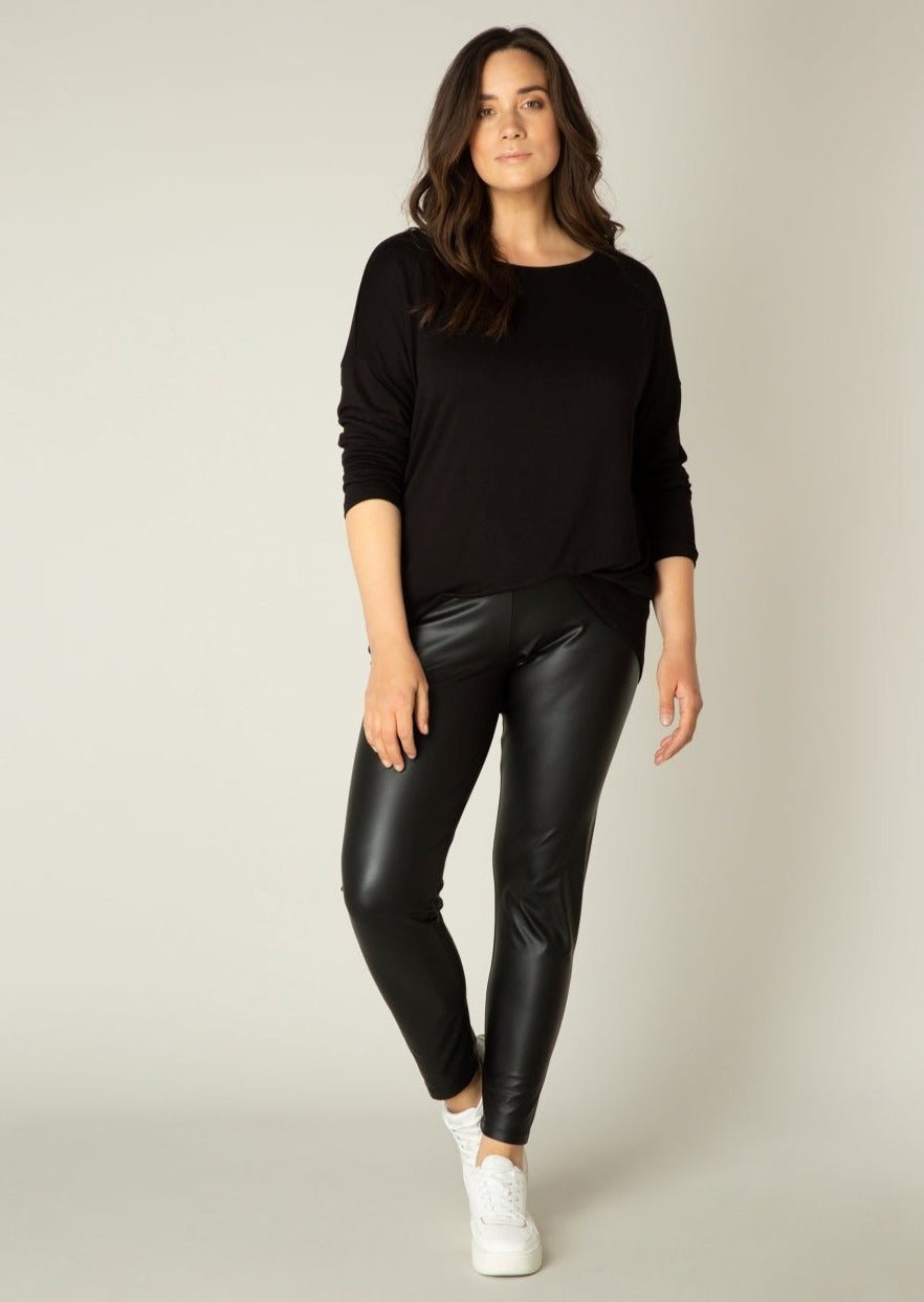 7000021Lederimitat Leggings Alene - Wildflowers44Schwarz