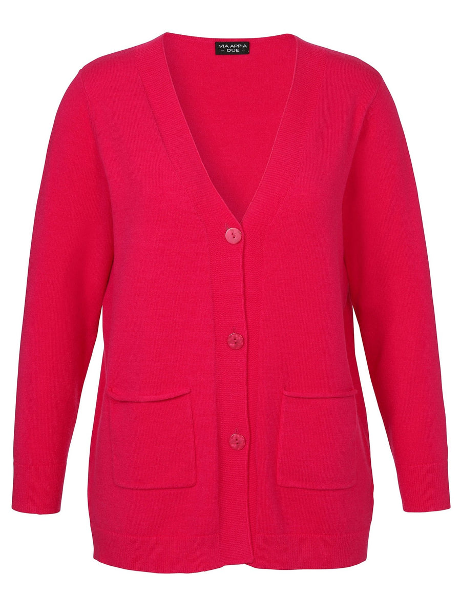 Pinke Strickjacke mit Knöpfen Via Appia Due - Wildflowers44Pink