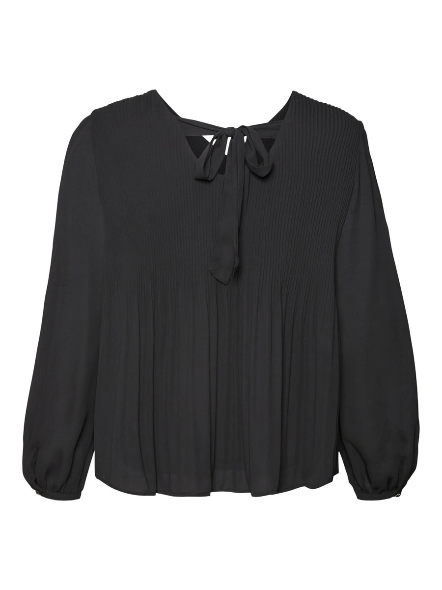 10297195Plissee Bluse Cindy mit Masche - Wildflowers46Schwarz