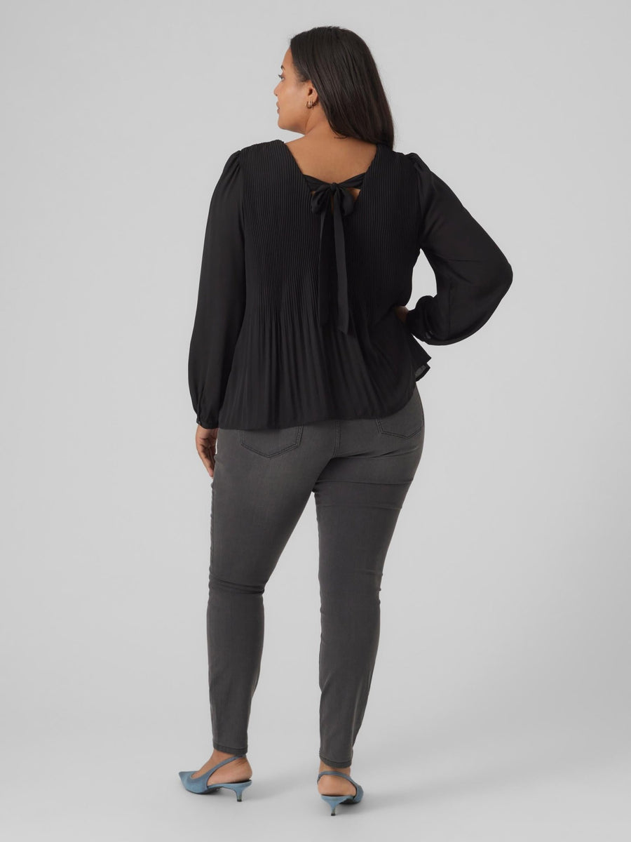 10297195Plissee Bluse Cindy mit Masche - Wildflowers46Schwarz