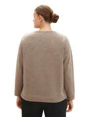 1038842Pullover mit Knopf Detail Tom Tailor braun - Wildflowers44Braun
