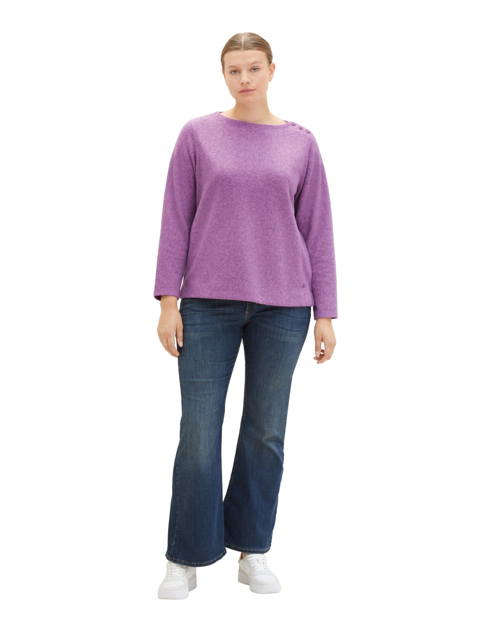 1038842Pullover mit Knopf Detail Tom Tailor lila - Wildflowers44Lila