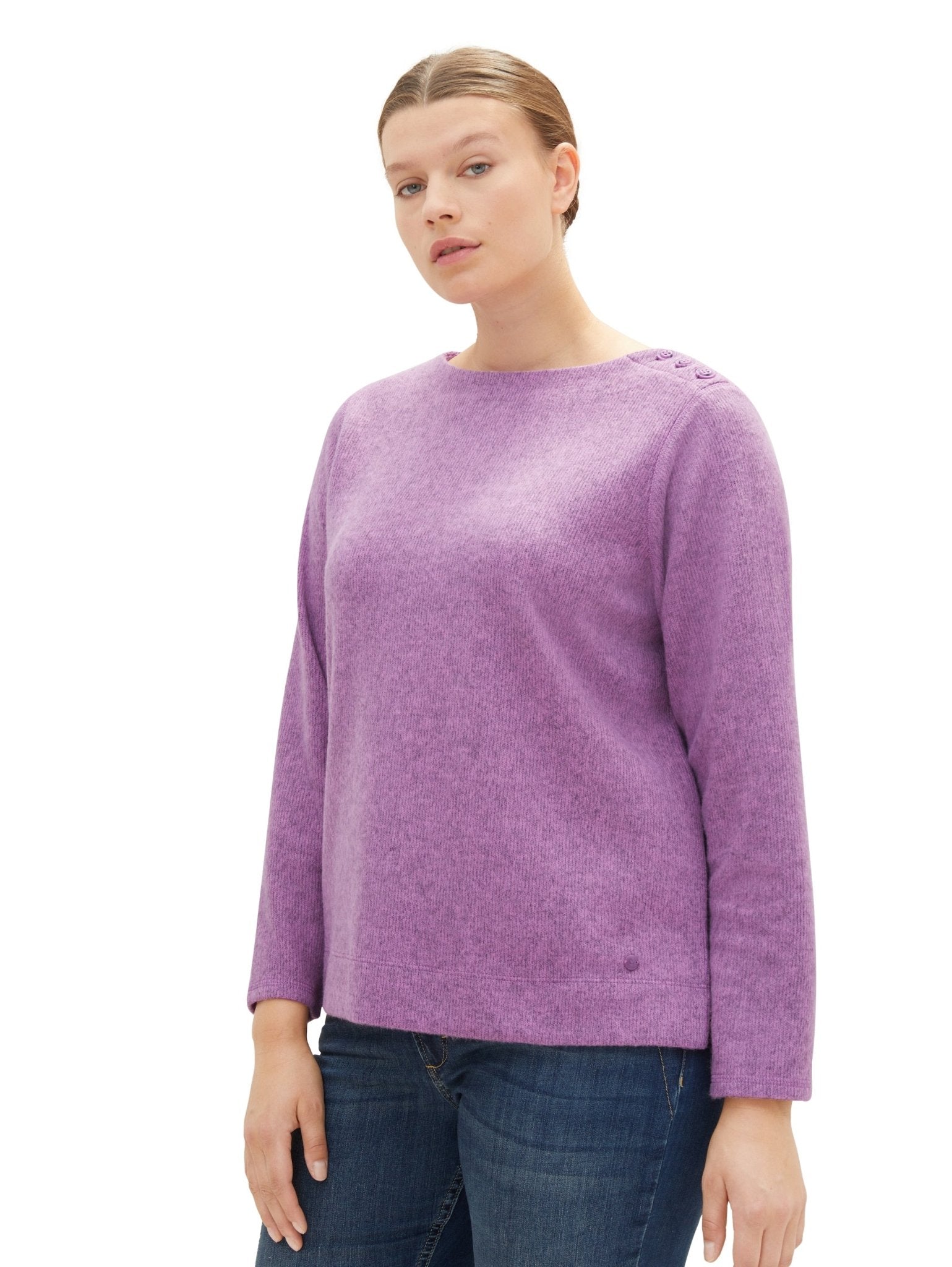 1038842Pullover mit Knopf Detail Tom Tailor lila - Wildflowers44Lila