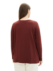 1040052Rostbraunes Langarmshirt mit Karreeausschnitt - Wildflowers46Rostbraun