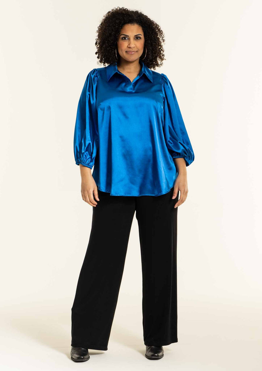 S236875Satin-Bluse Tiffany Blau - WildflowersS (42/44)Blau