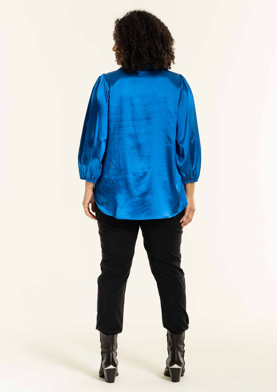 S236875Satin-Bluse Tiffany Blau - WildflowersS (42/44)Blau