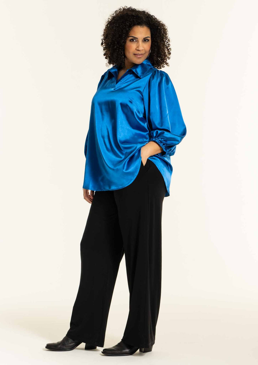 S236875Satin-Bluse Tiffany Blau - WildflowersS (42/44)Blau
