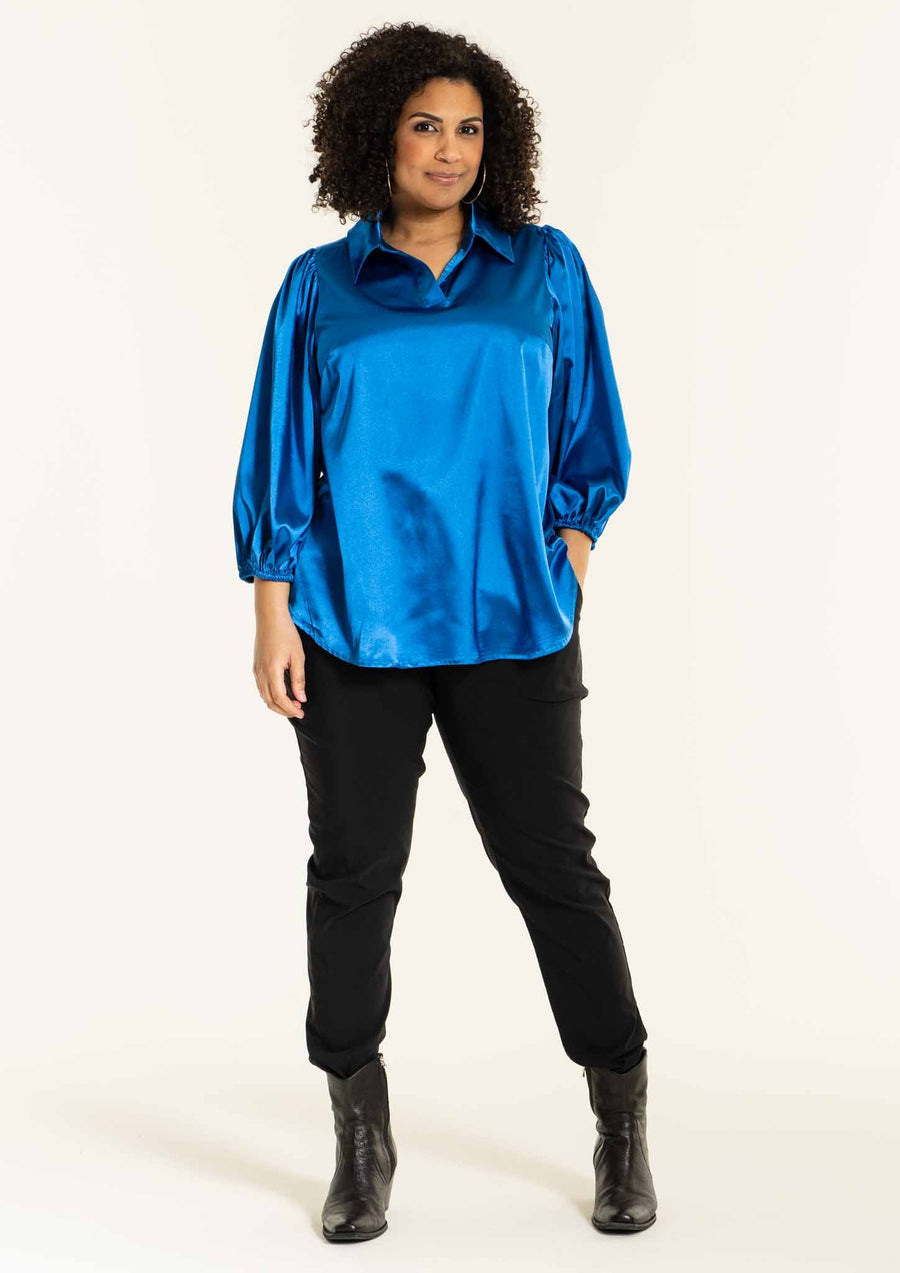 S236875Satin-Bluse Tiffany Blau - WildflowersS (42/44)Blau