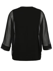 2306216Schwarze Bluse mit durchsichtigen Ärmeln - Wildflowers44Schwarz