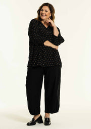 Schwarze Bluse mit goldenem Muster GDucca Gozzip - WildflowersS (42/44)Schwarz gold
