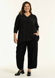 Schwarze Bluse mit goldenem Muster GDucca Gozzip - WildflowersS (42/44)Schwarz gold