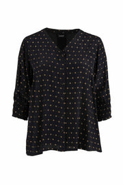 Schwarze Bluse mit goldenem Muster GDucca Gozzip - WildflowersS (42/44)Schwarz gold