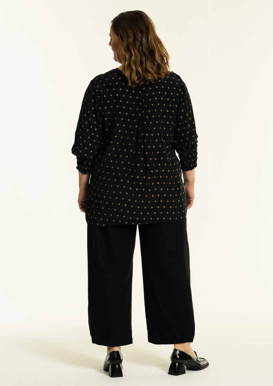 Schwarze Bluse mit goldenem Muster GDucca Gozzip - WildflowersS (42/44)Schwarz gold