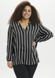 10580350Schwarze Bluse mit Streifen Sida - Wildflowers44schwarz/creme